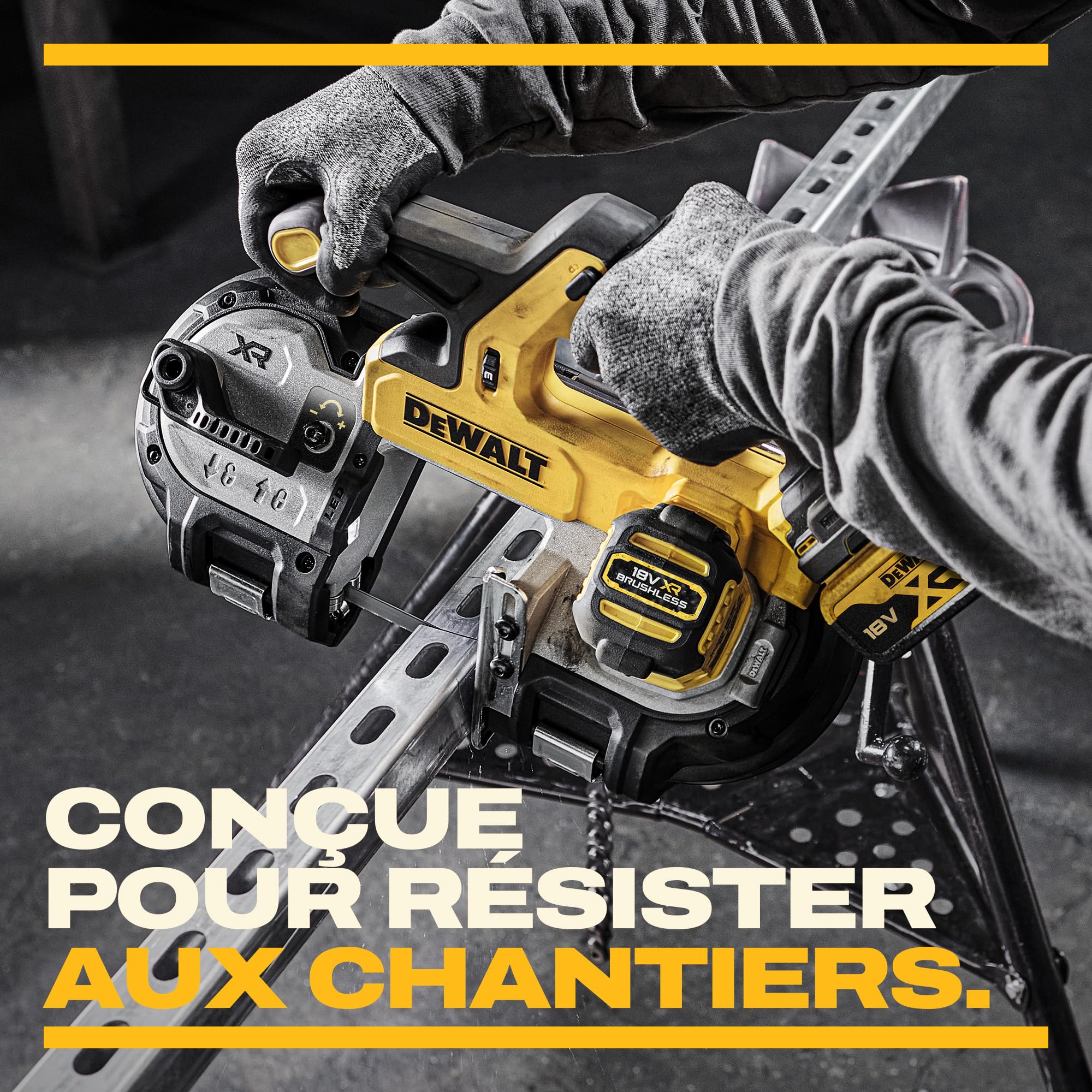 DEWALT Scie à ruban compacte 18V XR Brushless, outil seul, DCS378N-XJ