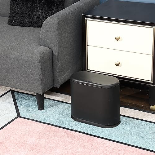 Miniatura 6 de Cq acrylic Cubo de basura rectangular de plástico de 12 litros con tapa tipo prensa, contenedor de basura a prueba de perros de 3.17 galones para