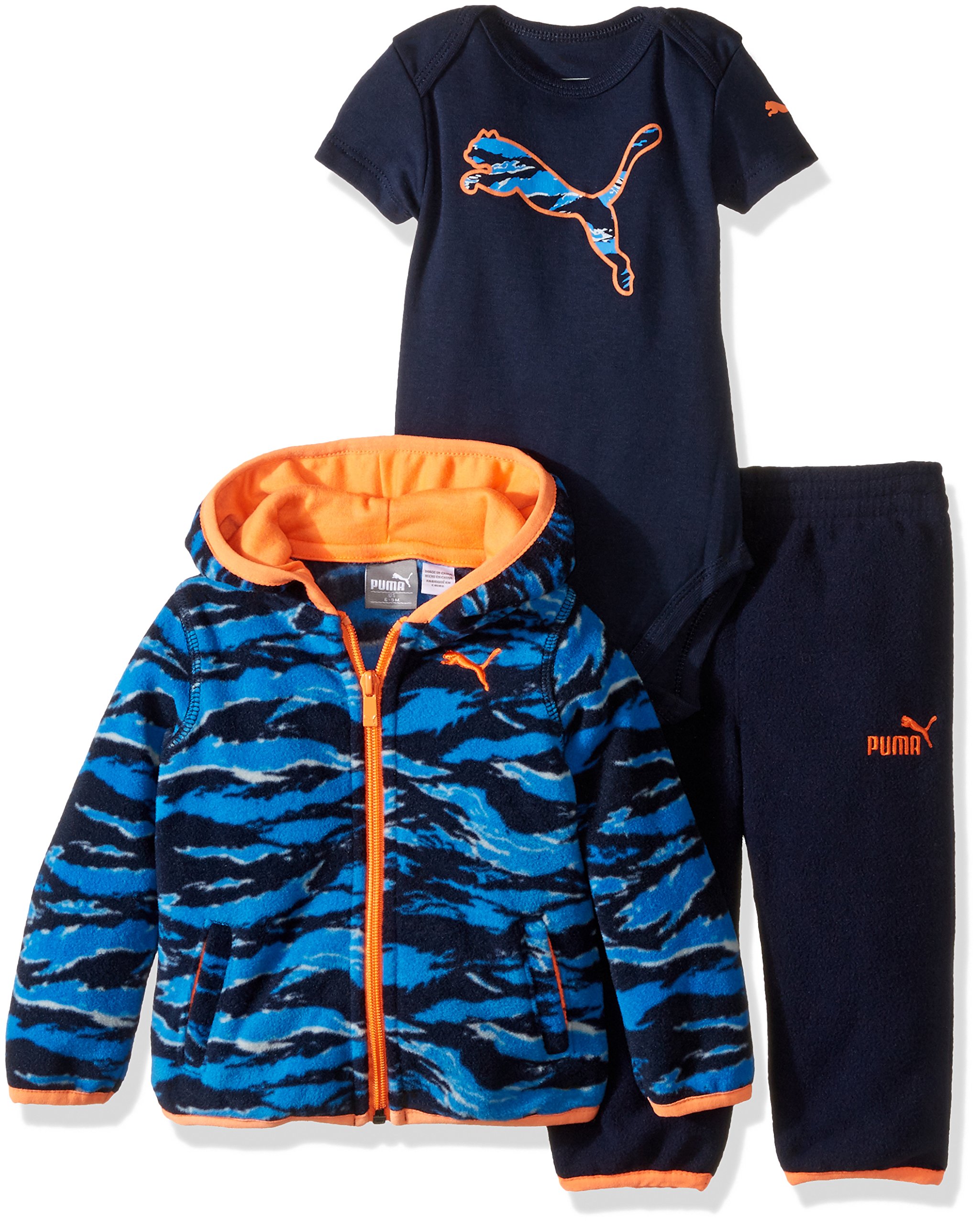 PUMA Baby Boys' 3pc Micro Fleece Hoodie, Bodysuit, Pant Set