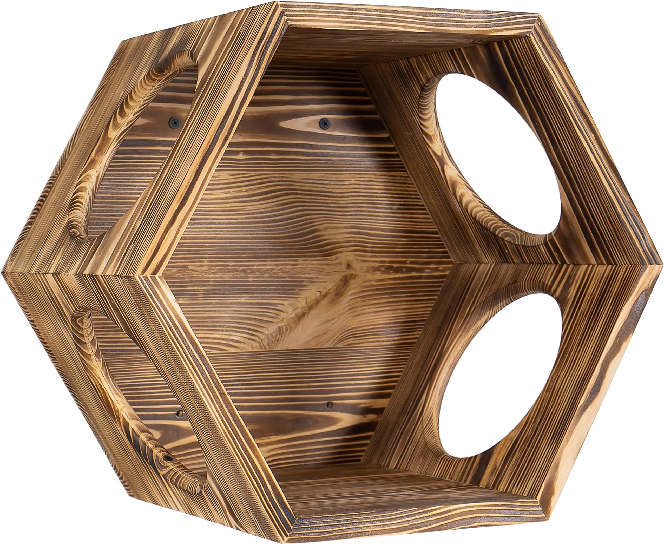 Novecrafto Hexagon Cat Perch | Hexagon Wall Mounted Cat Furniture | Wooden Cat Climbing Shelf in Hexagonal Shape - Brown (Hexagon Shelf Brown)