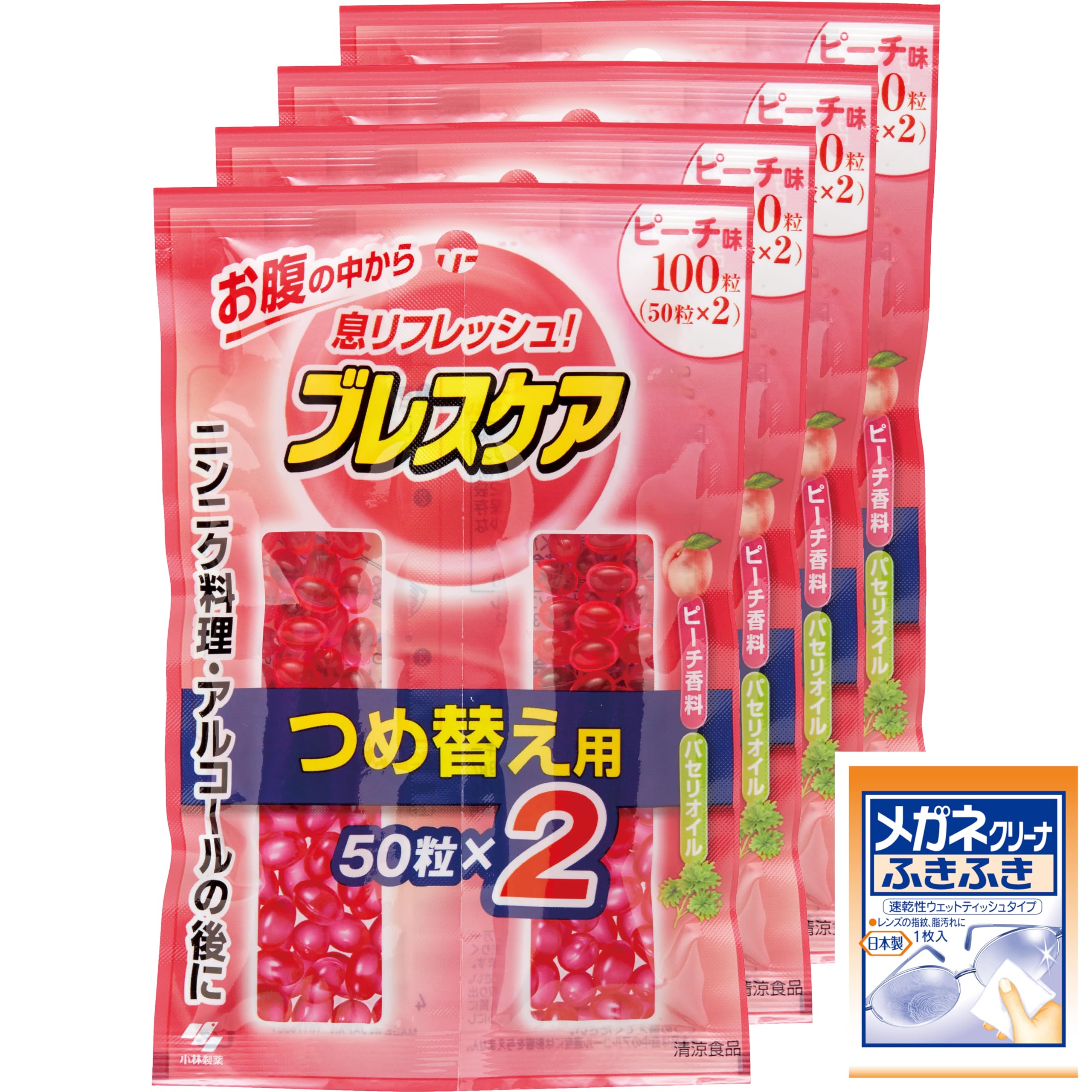 Breath Care Peach, Refill, 100 Tablets x 4 (400 Tablets) (with a bonus) [Bulk Purchase] [Amazon.co.jp Exclusive] Peach Refill, 100 Tablets x 4 Packs