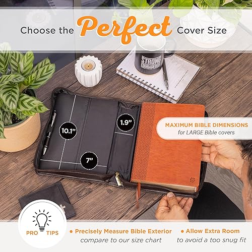 Miniatura 6 de Christian Art Gifts Funda clásica para Biblia y libro para hombres y mujeres La oración del Señor - Mateo 69-13 - Estuche de transporte resistente