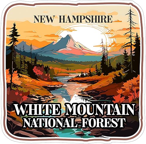White Mountain National Forest New Hampshire - Adhesivo de 4 pulgadas Wilderness Trails - Calcomanía de vinilo impermeable para laptop, botella de