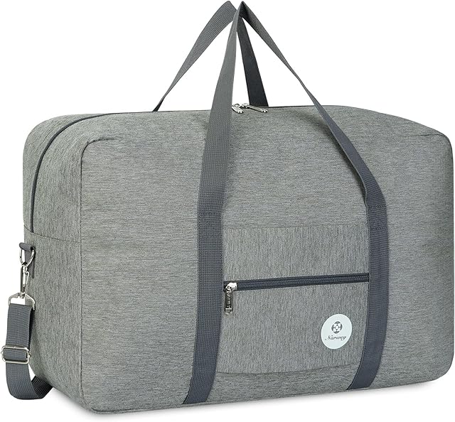 for Airlines Large Cabin Bag Foldable Travel Duffel Bag Holdall Tote Carry on Luggage Overnight for Women and Men 40L (Thick Series Grey)