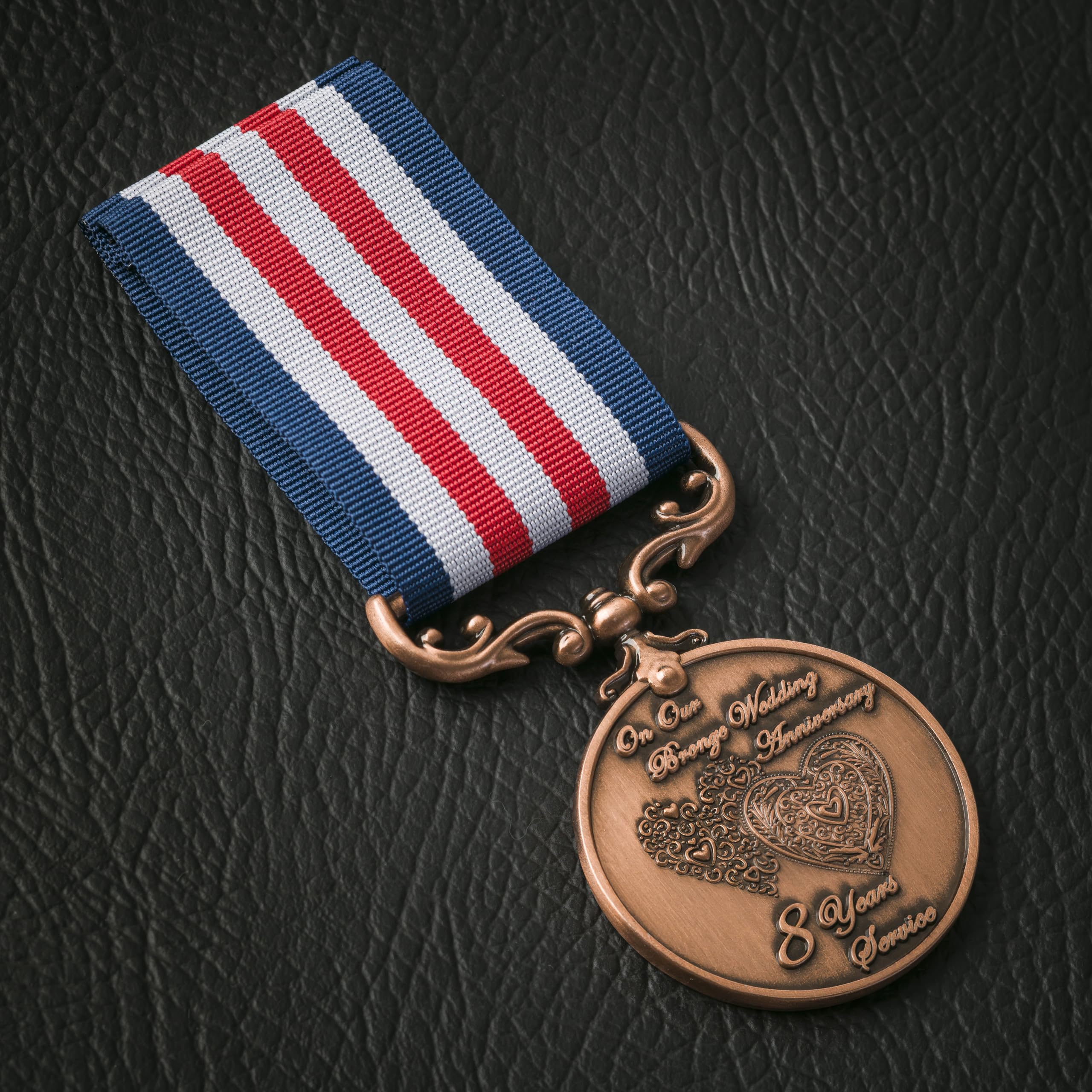 The Commemorative Coin Company Bronze Our 8Th Wedding Anniversary Long Service/Bravery Medal. Gift For Partner/Husband/Wife 8 Years Of Marriage