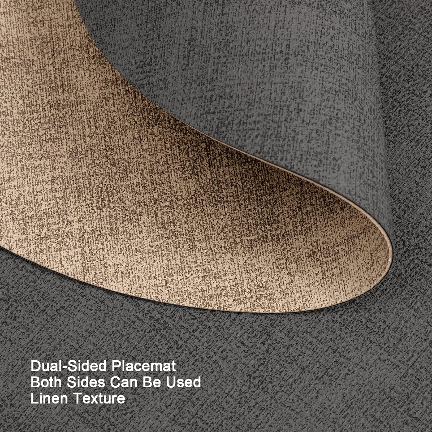 Myir JUN Round Placemats Dual Sided, Faux Leather Place Mats Set of 6 Indoor Placemat for Dining Table Outdoor Place Mat Non-Slip Washable Table Mats (Gray Beige, Set of 6)