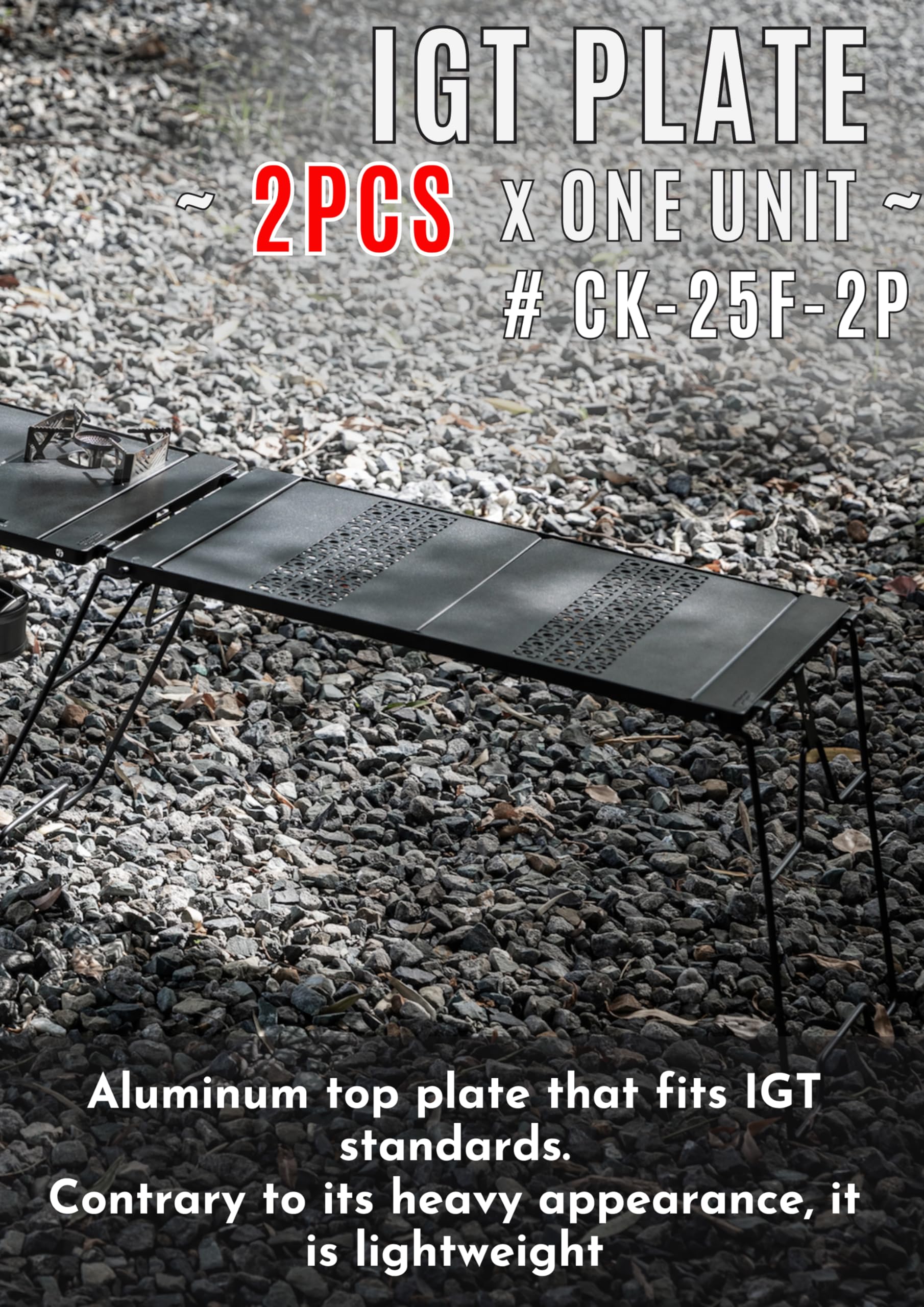 camping moon IGT Top Board Bridge Table Laser Top Board Aluminum 2pcs Black CK-25F-2P