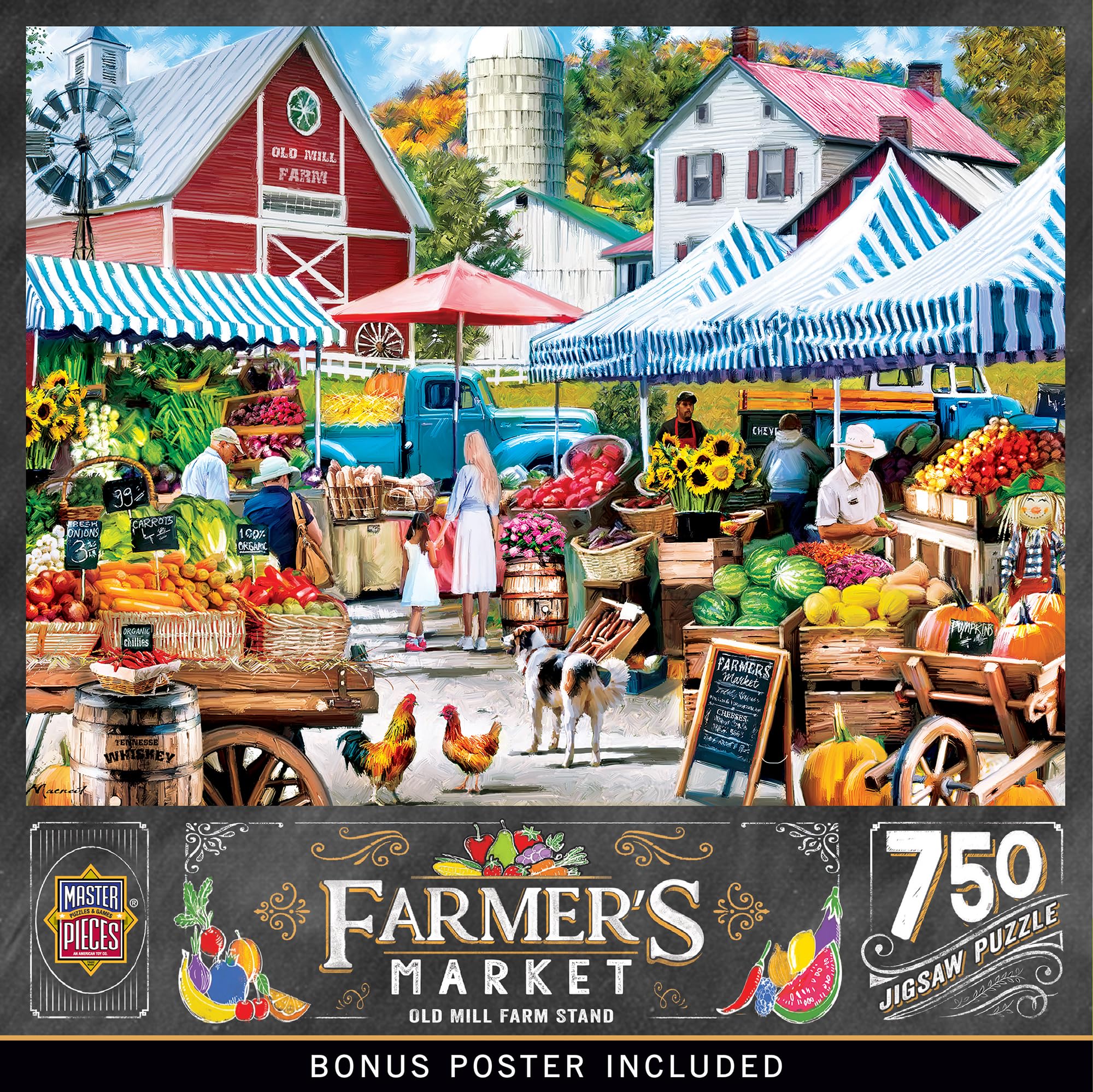 MasterPieces Puzzle da 750 pezzi per adulti, famiglia o bambini - Old Mill Farm Stand - 45,7 x 61 cm
