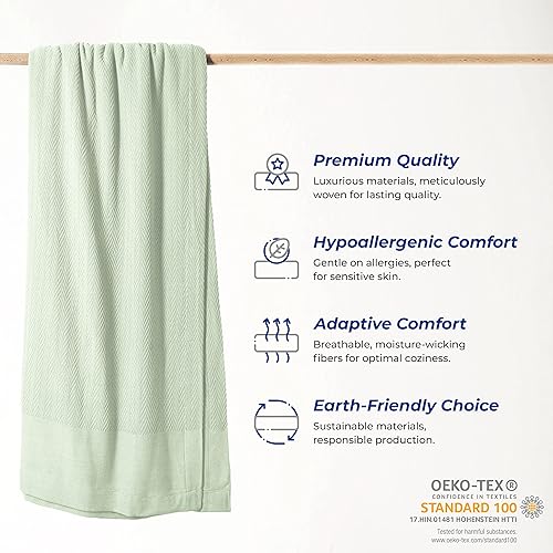 Miniatura 2 de Manta de algodón orgánico 100 % certificado GOTS, supersuave y transpirable, diseño de espina de arenque