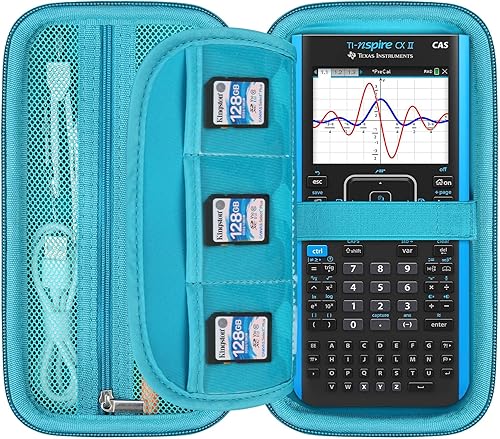Elonbo Funda de transporte para calculadora gráfica de color Texas Instruments TI-Nspire CX II CASTI-Nspire CX IICXCX CAS, bolsillo con cremallera