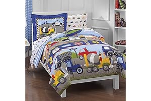 Dream Factory Trucks, Tractors, Cars Twin Bedding Set For Boys