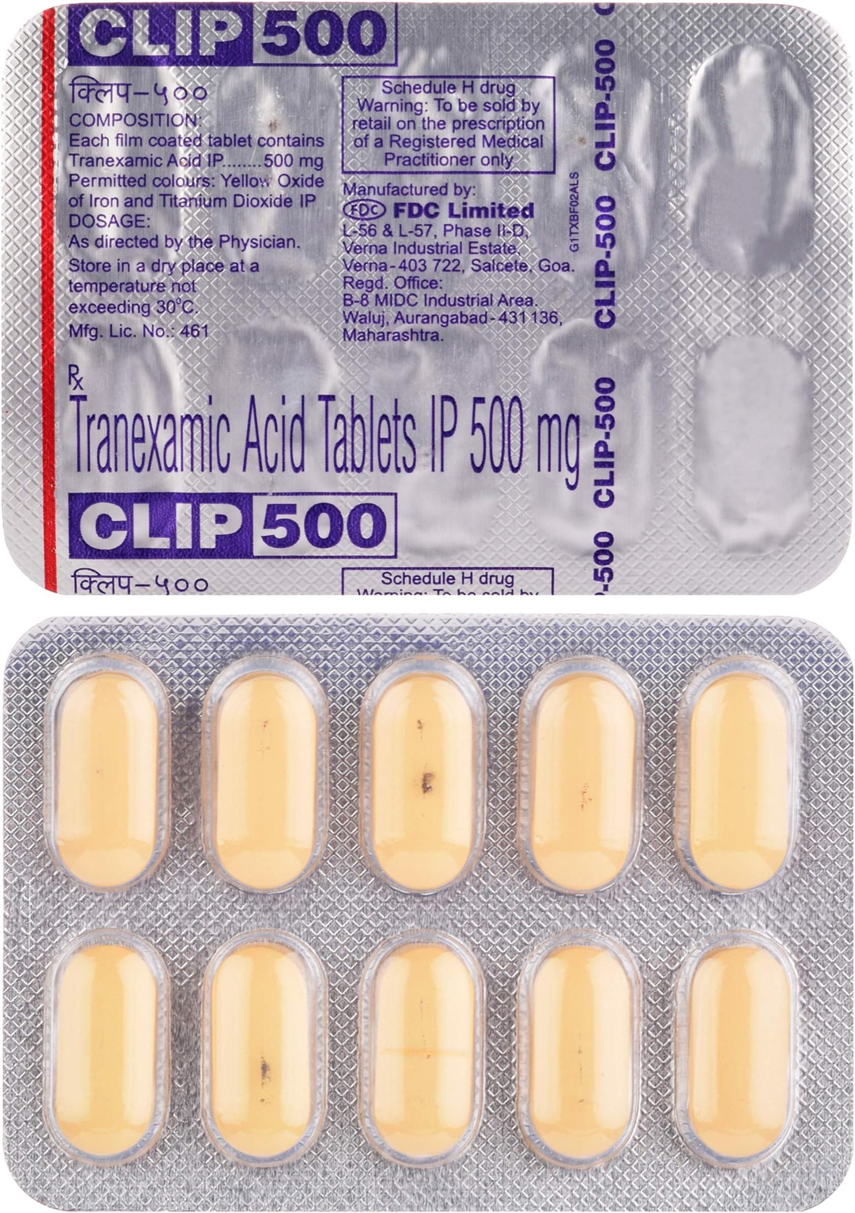 Clip 500 - Strip of 10 Tablets