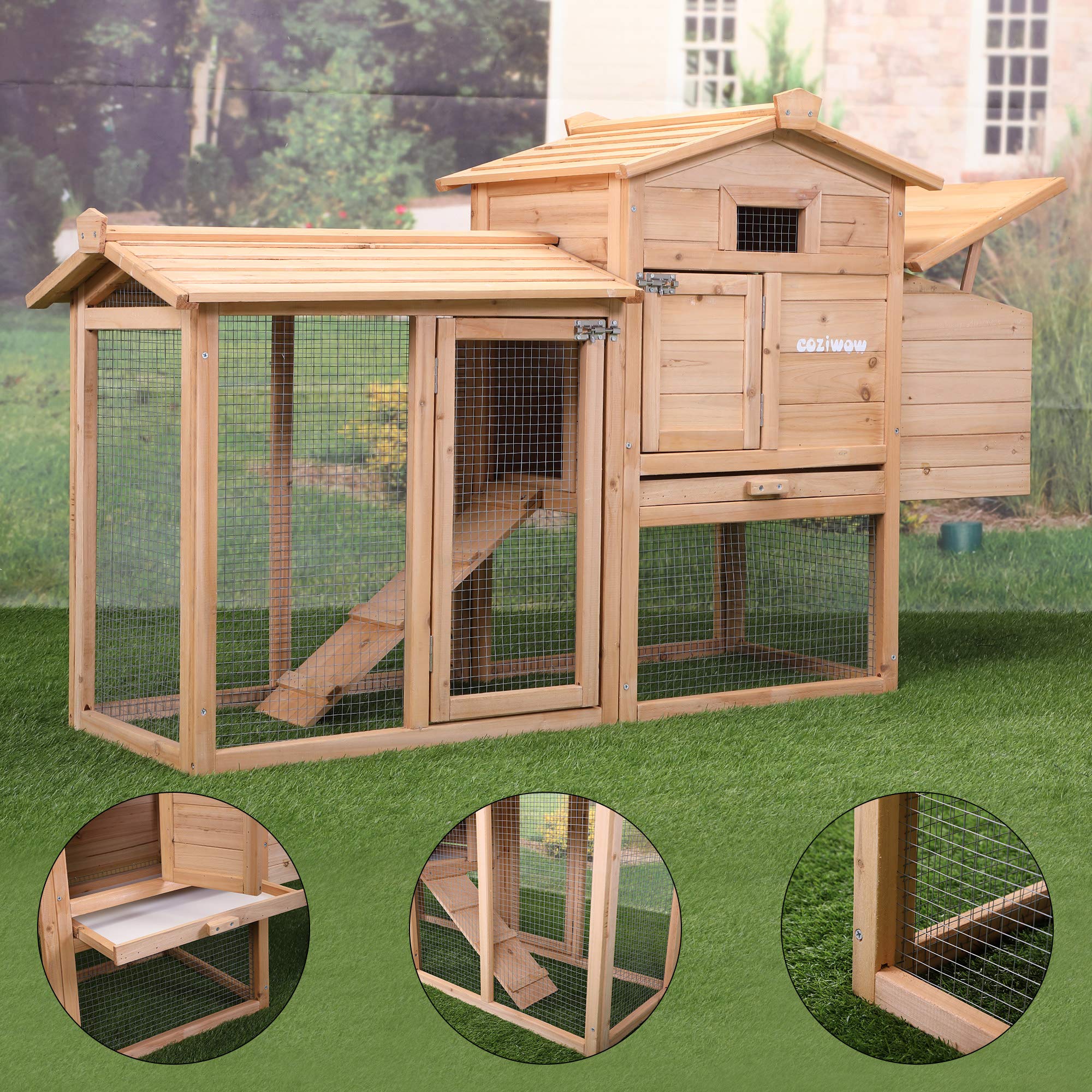 Sandinrayli Rabbit Hutch,Outdoor Wooden Pet Bunny House Wooden Cage