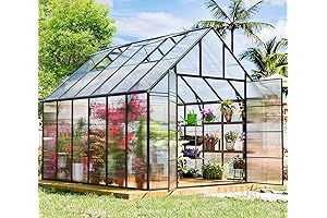 Walk-In Polycarbonate Greenhouse Kit - 12ft x 10ft
