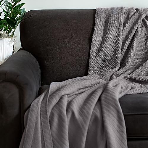 Miniatura 6 de Cotton Craft - Cobija térmica de sarga de punto espiga 100 algodón súper suave de alta calidad