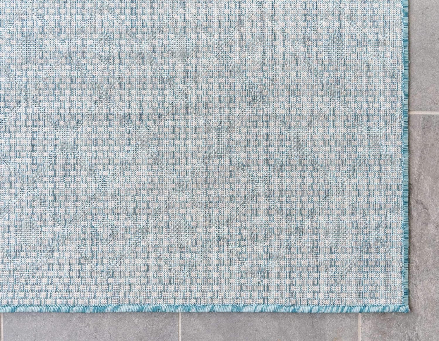 Aqua Trellis Synthetic 7' x 10' Easy Care Outdoor Rug