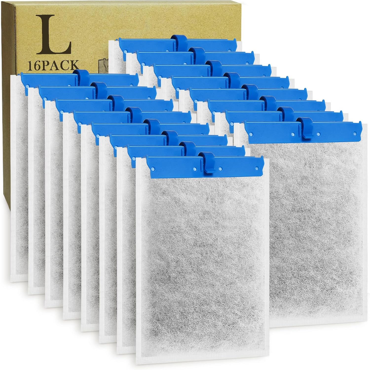 16 Pack Large Replacement Filter Cartridges Compatible with Tetra Whisper Bio-Bag Filters Large Aquarium Filter Cartridges for Whisper 20i/40i IQ20/30/45/60