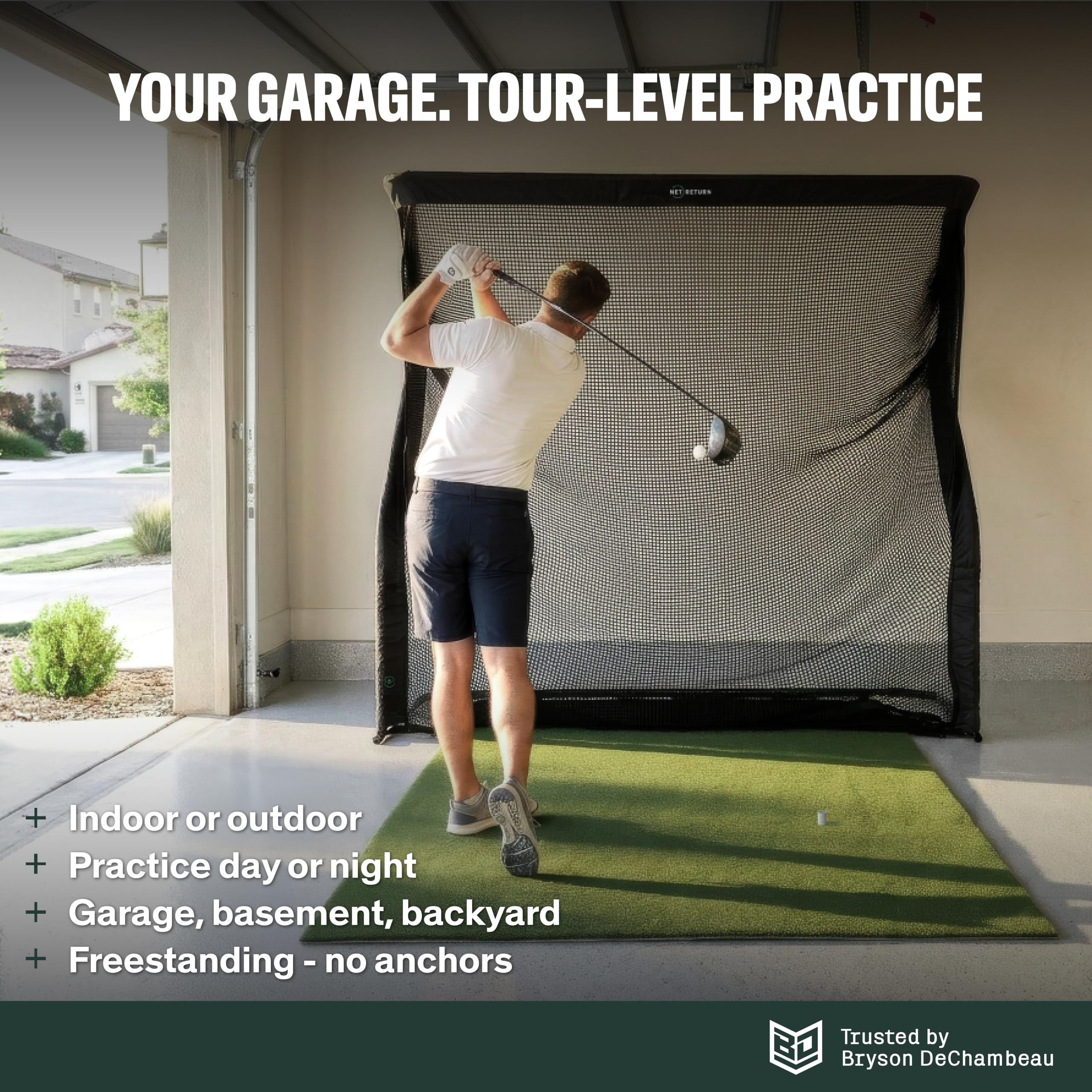 Net Return Pro Series Golf Training Net, 8'x7'6", automatische Ballrückführung, tragbar, Innen- und Außenbereich, Simulator, langlebiges Aluminium