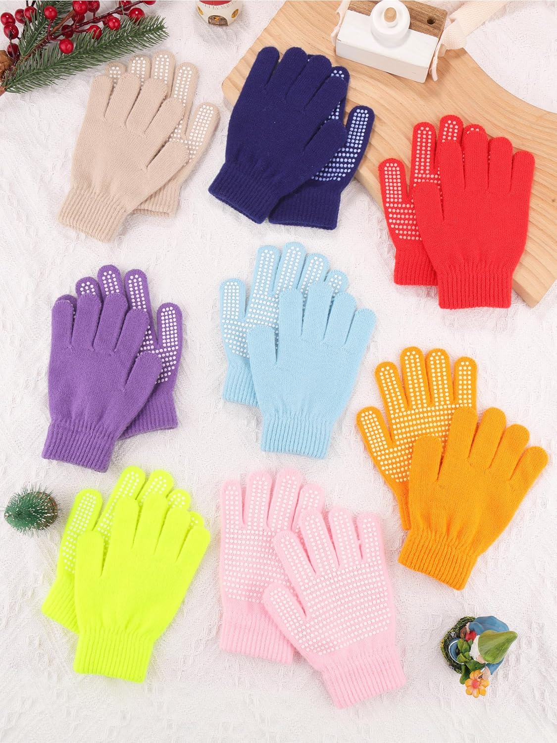 Cooraby 12 Pairs Kids Non-Skid Winter Gloves Stretch Knit Magic Gloves for Boys Girls - Image 5