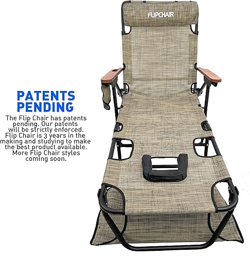 Miniatura 8 de EasyGo Product FLIP - Tumbona para patio con agujeros para la cara y los brazos, 4 patas, soporte de material textileno, 6 posiciones, almohada