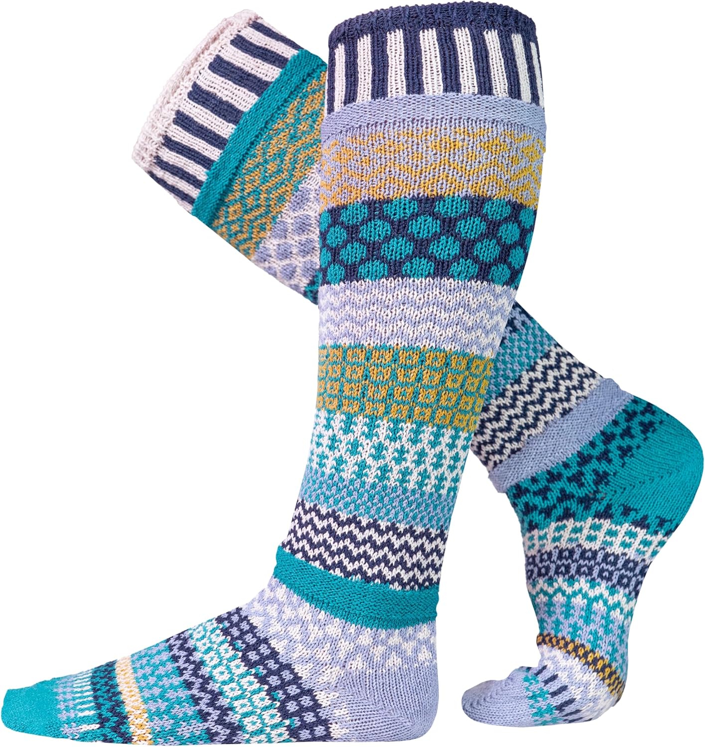 Solmate Socks - Mismatched Knee High Socks, USA Made with Recycled Cotton Yarns