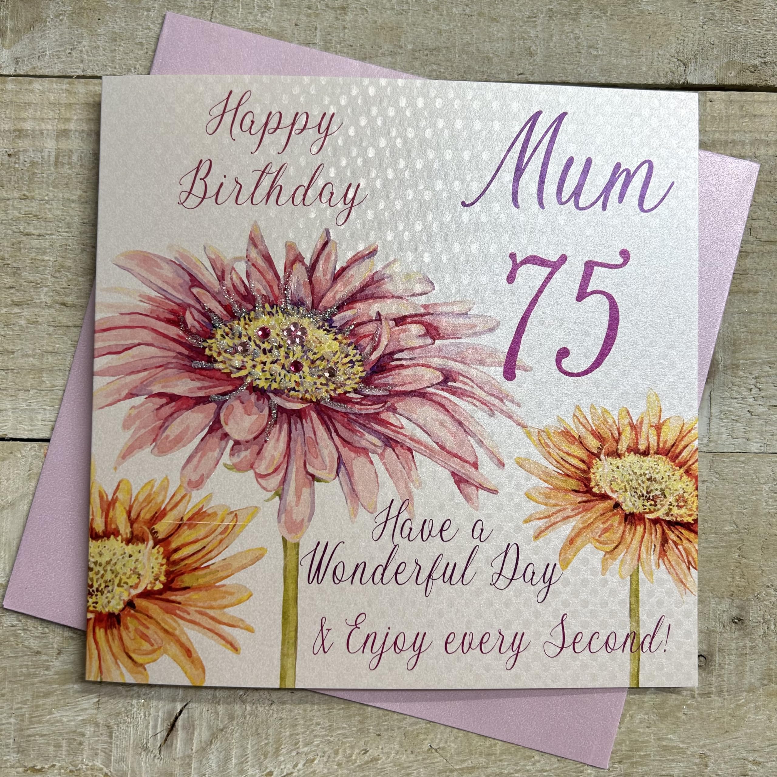 White Cotton Cards Geburtstagskarte – Handgefertigt, 16x16 Cm, Mit Glitzer & Strass, Inkl. Umschlag