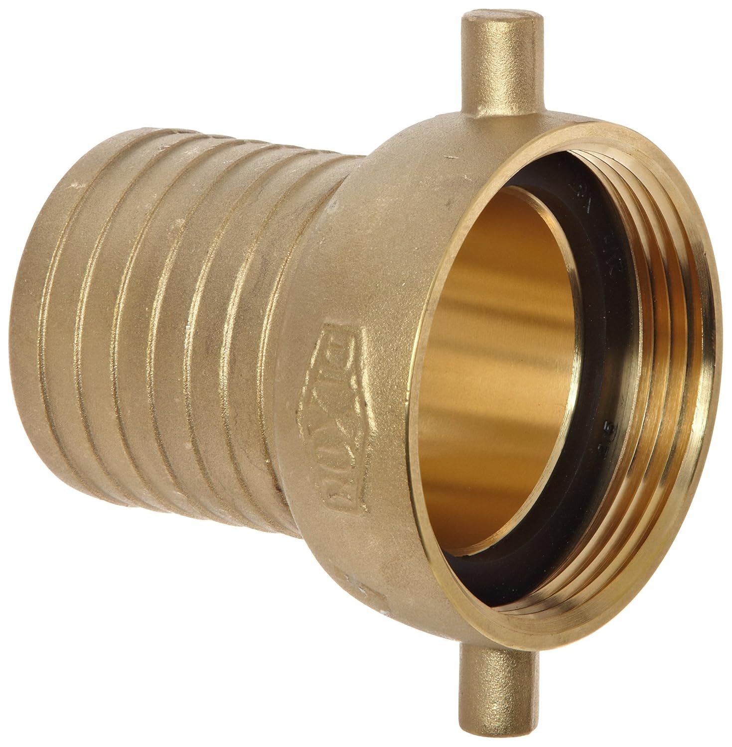 Dixon BS32N Brass Hose Fitting, King Short Shank Suction Coupling with Brass Nut, 2-1/2" NST Female x 2-1/2" Hose ID Barbed