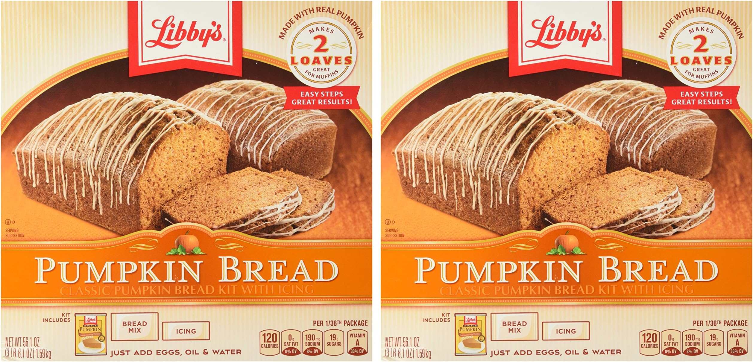 Pumpkin Bread Kit with Icing, 56.1-Ounce Kits (Pack of 2)
