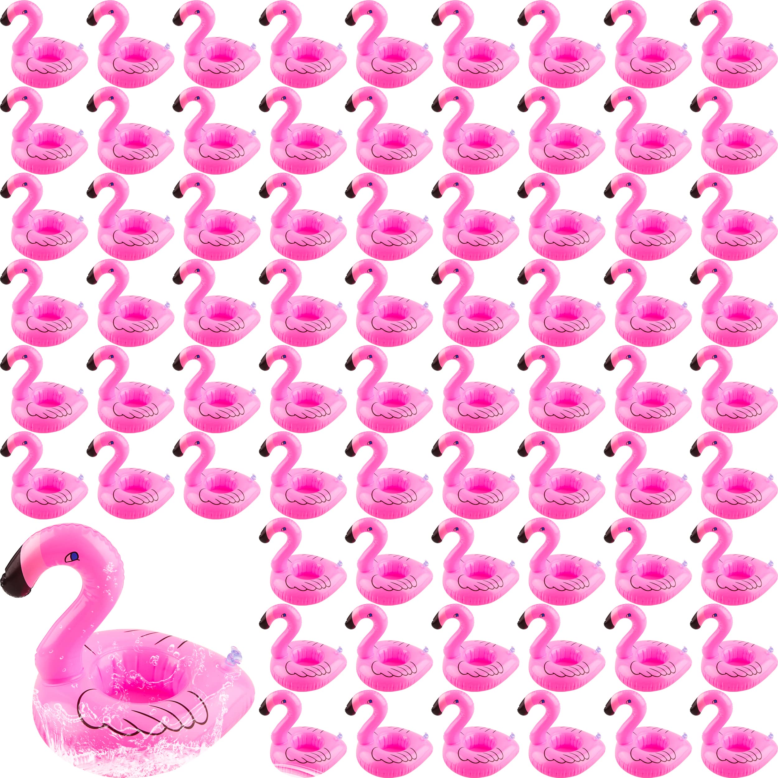 200 Pack Inflatable Flamingo Drink Holder Pink Flamingo Drink Floats Flamingos Floating Holder Cup Coasters for Hot Tub Summer Beach Swim Pool Party