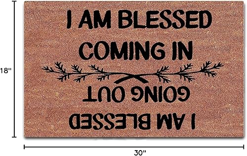 Miniatura 2 de Felpudo personalizado con monograma "I Am Blessed Coming in I Am Blessed Going Out", tapete personalizado para tu texto, tapete antideslizante para