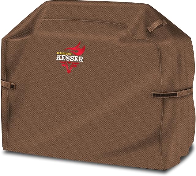 KESSER® Premium BBQ pokrowiec na grilla gazowego, odporny na warunki atmosferyczne  do Weber, Brinkmann, Char Broil Grill, pokrowiec ochronny | tkanina Oxford 600D, odporna na rozerwanie | 147 x 61 x 122 cm | brązowy