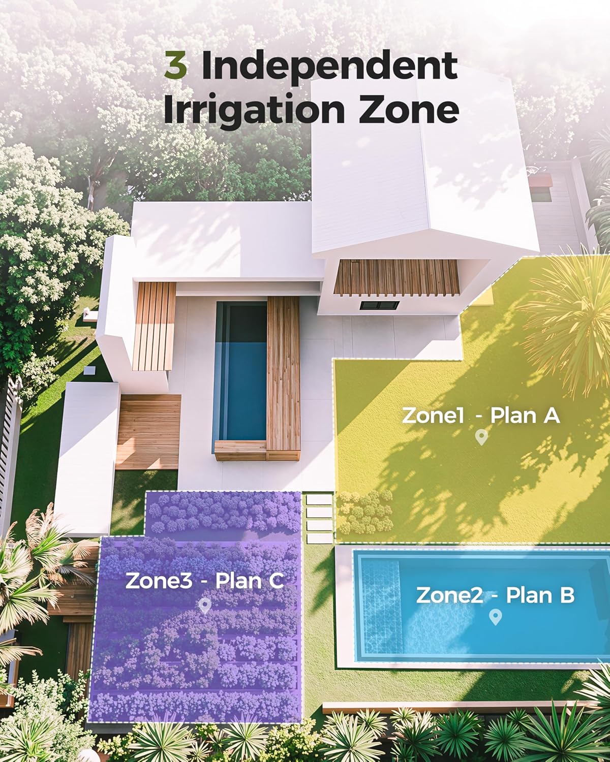 Brass Sprinkler Timer 3 Zone, Diivoo Water Hose Timer 3 Outlet for Garden, Programmable Automatic Irrigation with Rain Delay and Manual/Auto Mode Watering for Lawn, Yard, Pool