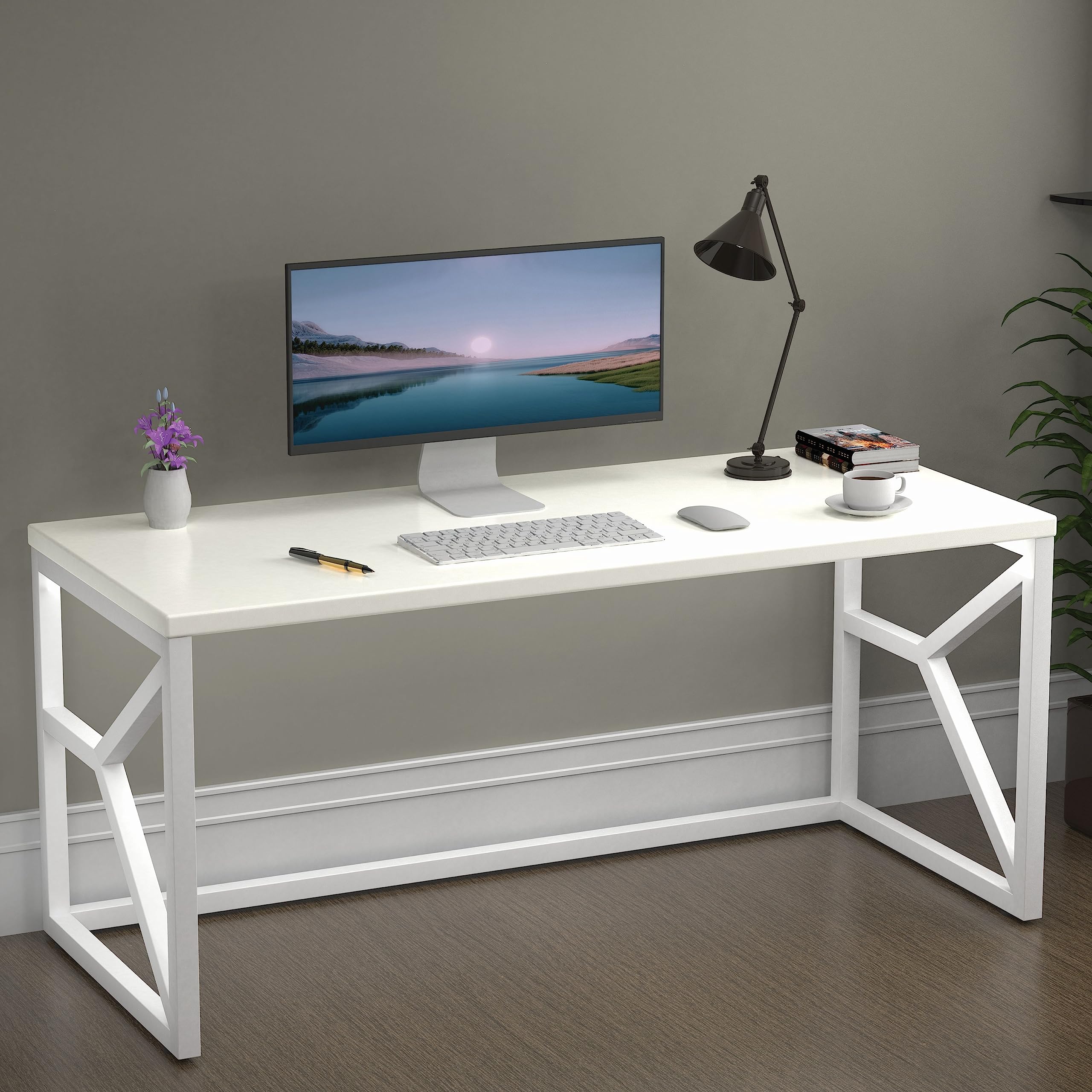 Honey Touch Metal & Wood Workstation Desk for Home Office | Modern Computer Table for PC, Laptop & WFH | Minimalistic Study Desk with Strong Frame-image-21