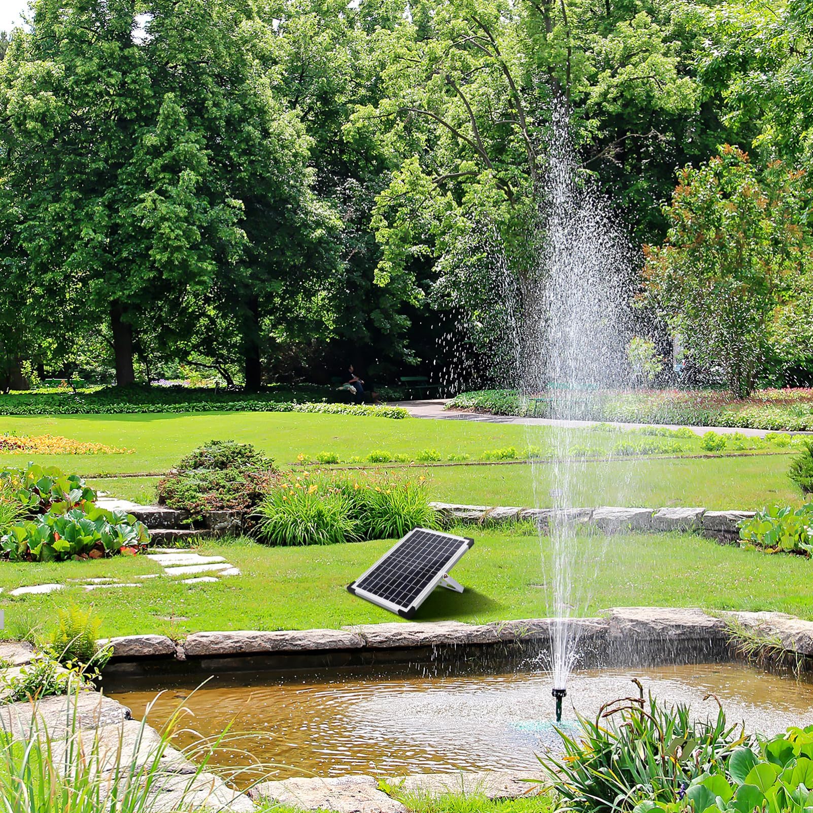 Solar Water Pump 1350l/h in Pp Nero, Pompa Fontana Solare | Atmosfera Estiva, Fontana Solare da Giardino per Outdoor e Pond, Convenient Charging, Versatile Use