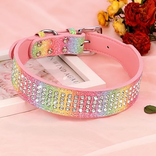 Miniatura 8 de Didog Collar de perro con diamantes de imitación con diamantes deslumbrantes, collar de perro de piel sintética con purpurina de 1.5 pulgadas de