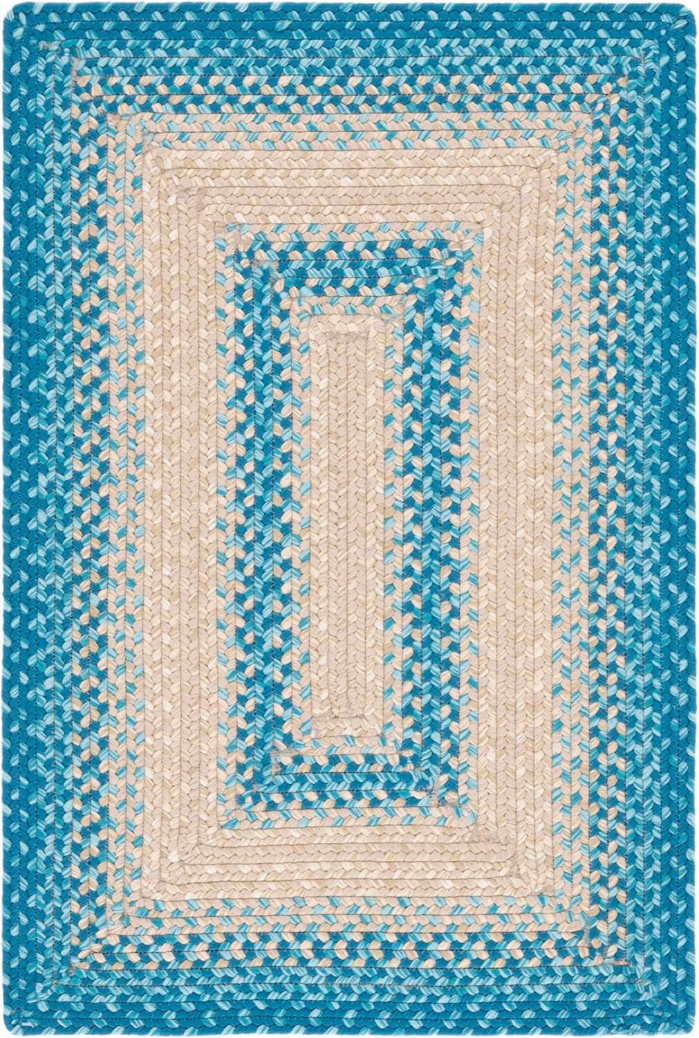 SAFAVIEH Washable Rug Outdoor Braided Collection - 2' x 3', Blue & Beige, Handmade & Reversible, Non-Shedding & Easy to Clean, Ideal for Entryway, Patio, Kitchen, Mudroom, Front Door (BRD311M)