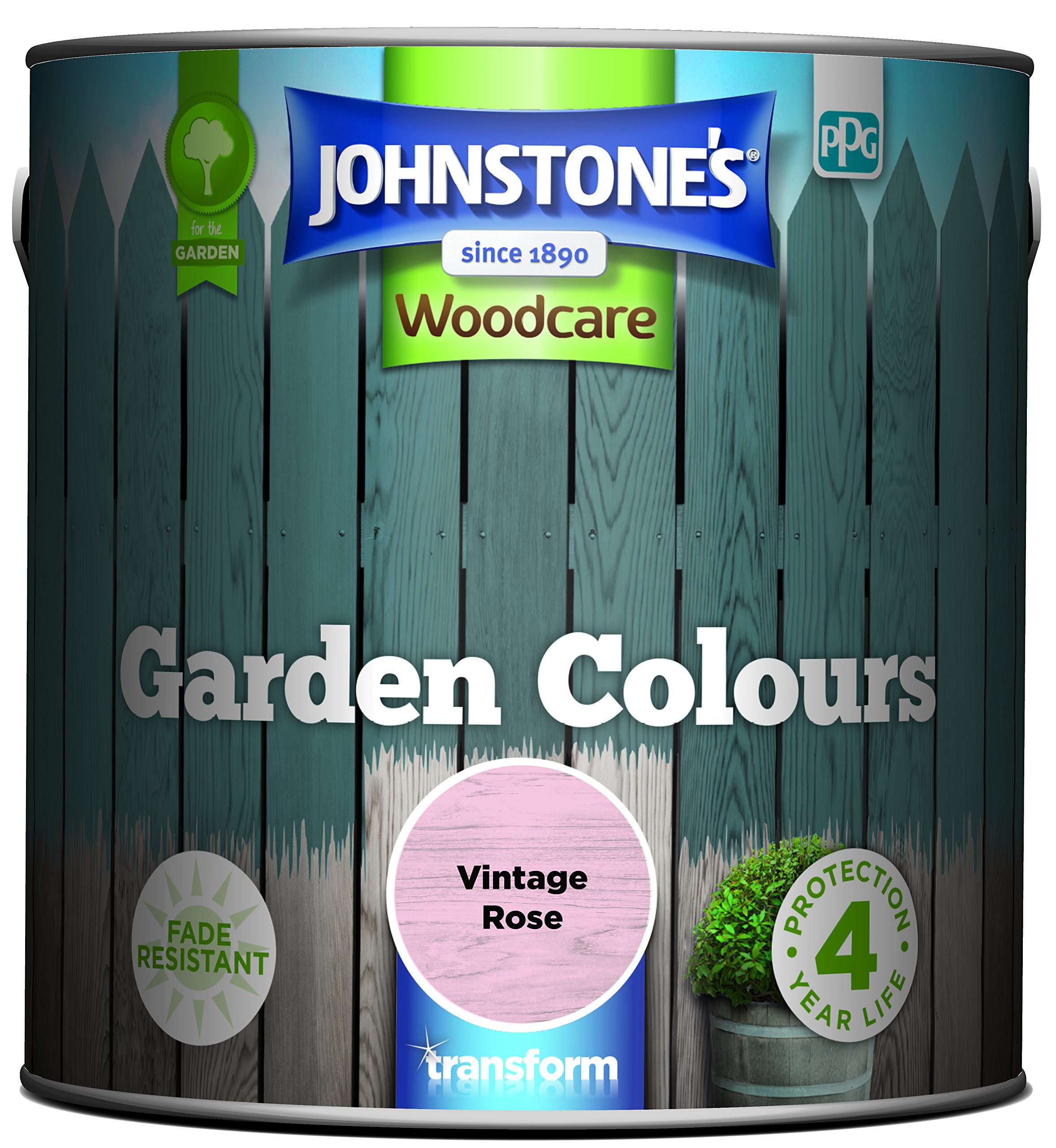 Johnstone's Vintage Rose Johnstone’s - Garden Colours - Exterior Wood Paint - Fade Resistant - Suitable For Garden Furniture Outdoors - Fence Paint - Dry In 2 Hours - 12M2 Coverage Per Litre - 2.5L