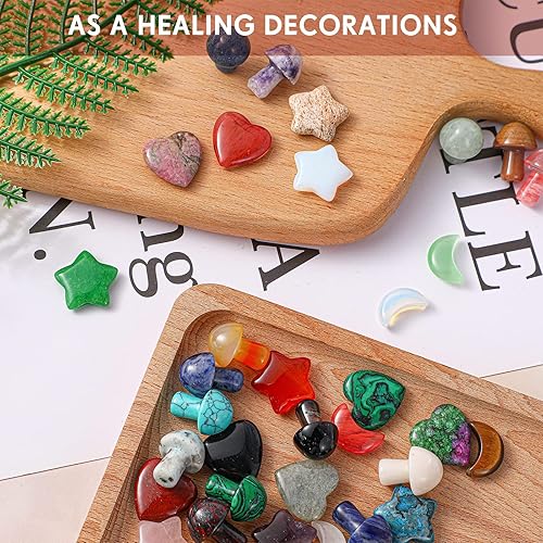 Miniatura 4 de Nuenen 100 piezas de escultura de hongo de cristal en forma de corazón cristales en forma de luna estrella piedras de cristal a granel piedras