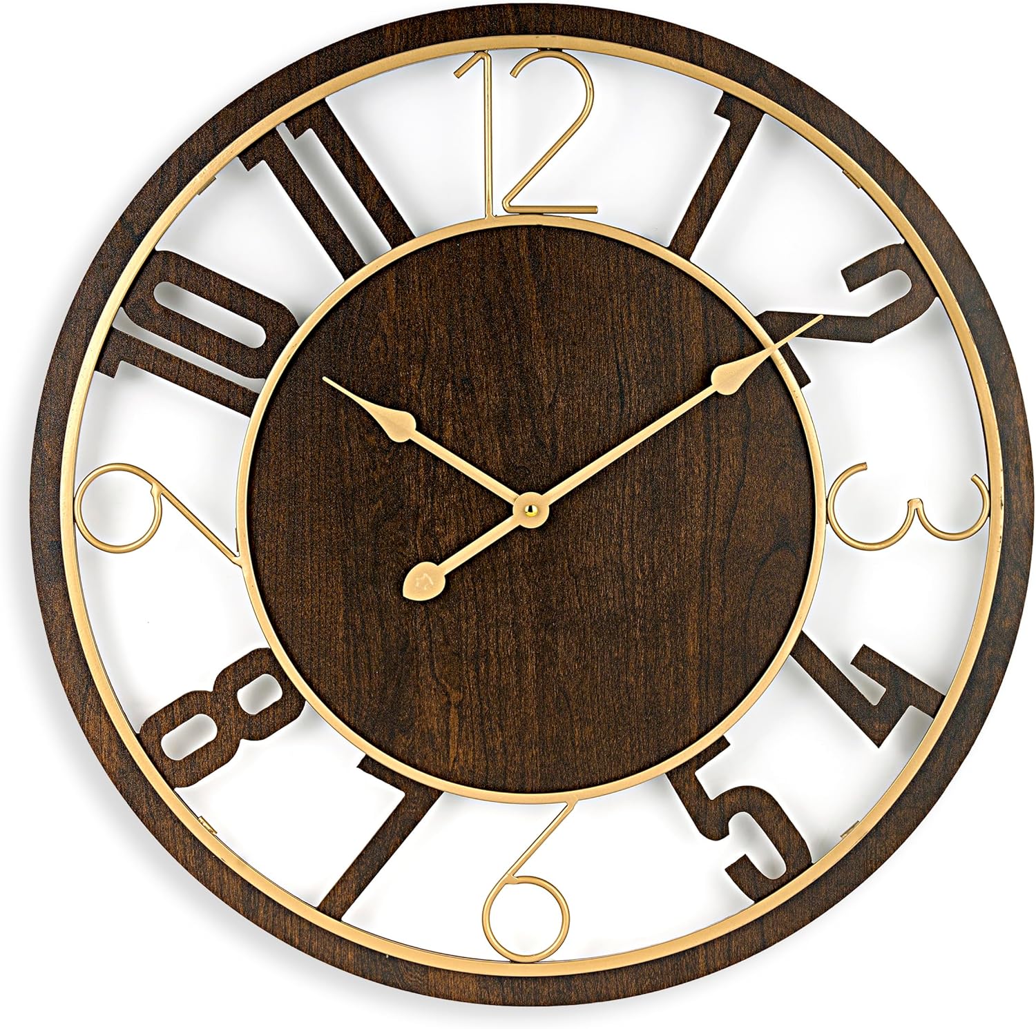 Sorbus 24-Inch Large Wall Clock - Brown Wooden Decor