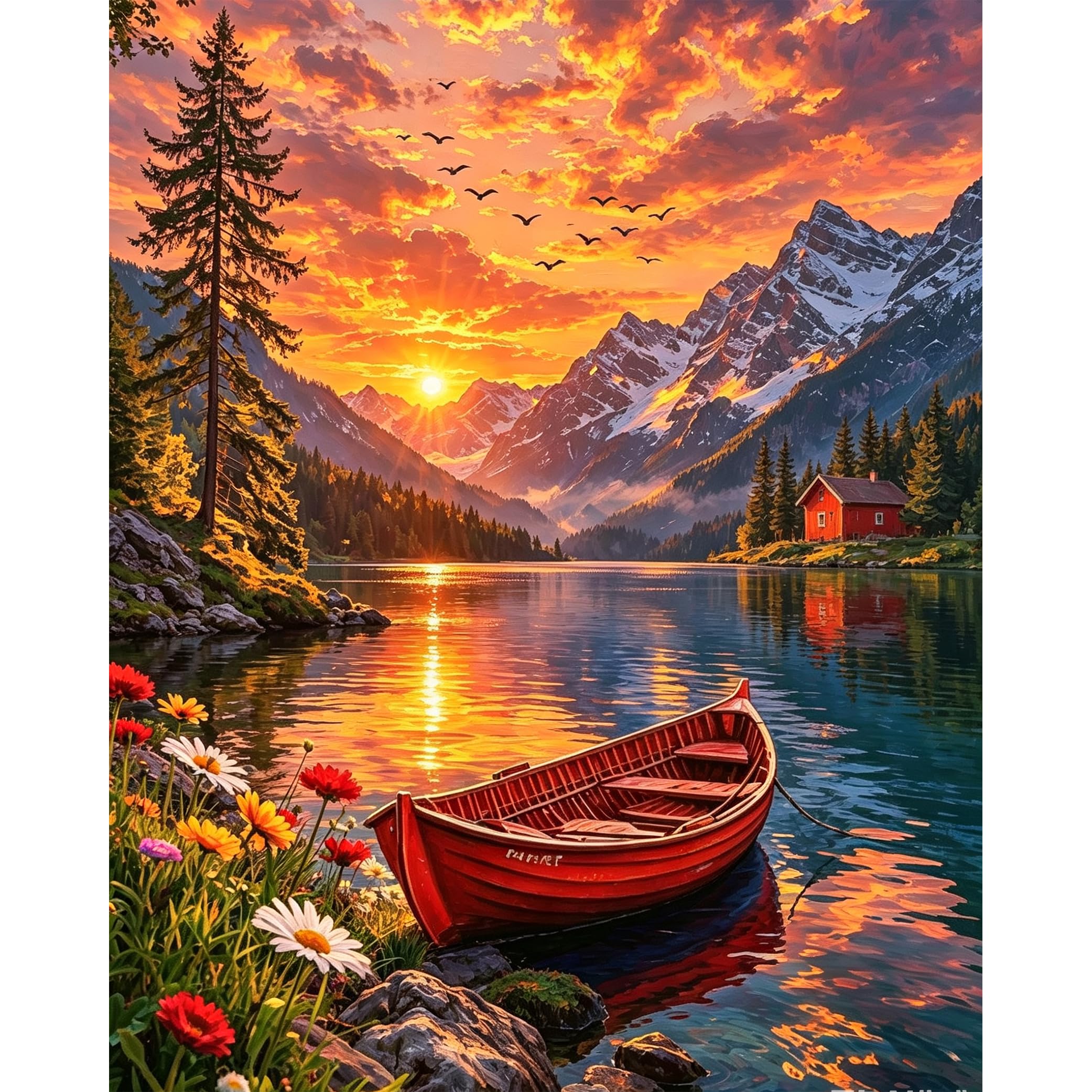 Landscape Paint by Numbers for Adults Painting by Numbers Boat12x16inch