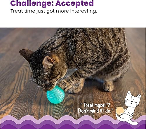 Miniatura 2 de Catstages Juguete para gatos  Bola dispensadora interactiva para gatos, estimulación mental y ejercicio físico, suave y duradera, verde