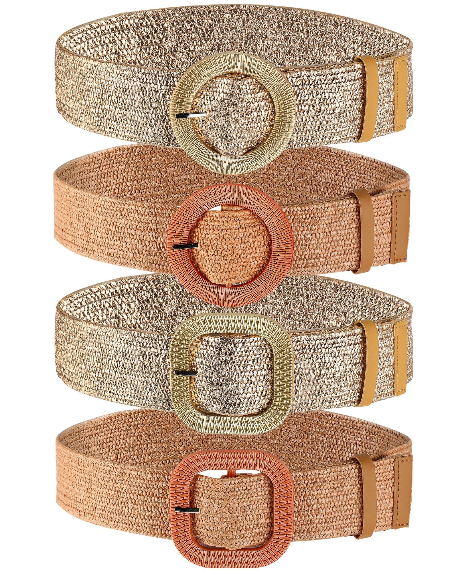 WILLBOND 4 Pcs Women Stretch Wide Straw Belt