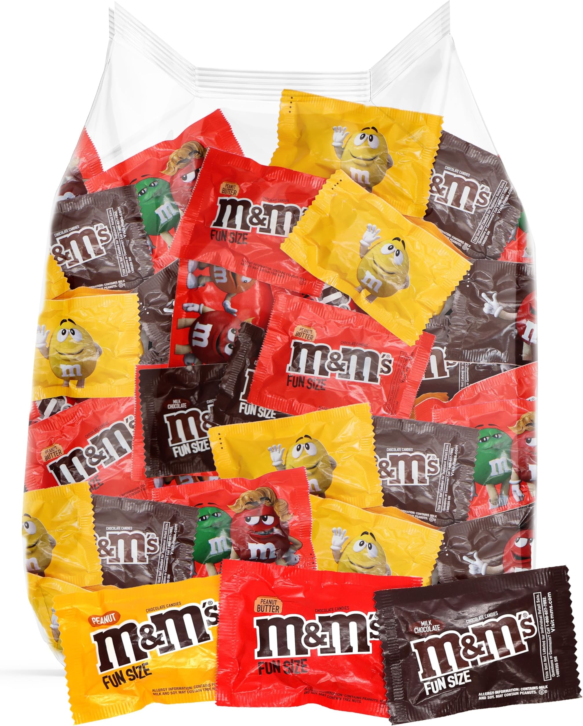 M&M Bulk Chocolate Candy Variety Packs Fun Size | 30 Count Individually Wrapped Bags 3 Assorted Flavors Milk Chocolate, Peanut, Peanut Butter, For Party Favors, Treats & Snacks