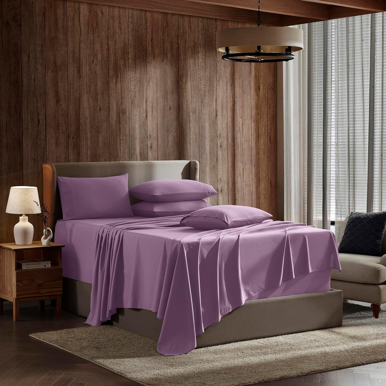 Nestl Extra Deep Pocket Queen Sheets Set - 6 PC Soft Microfiber Queen Sheets Deep Pocket - Fade Resistant Bedding Sheets & Pillowcases - Queen, Lavender Dream