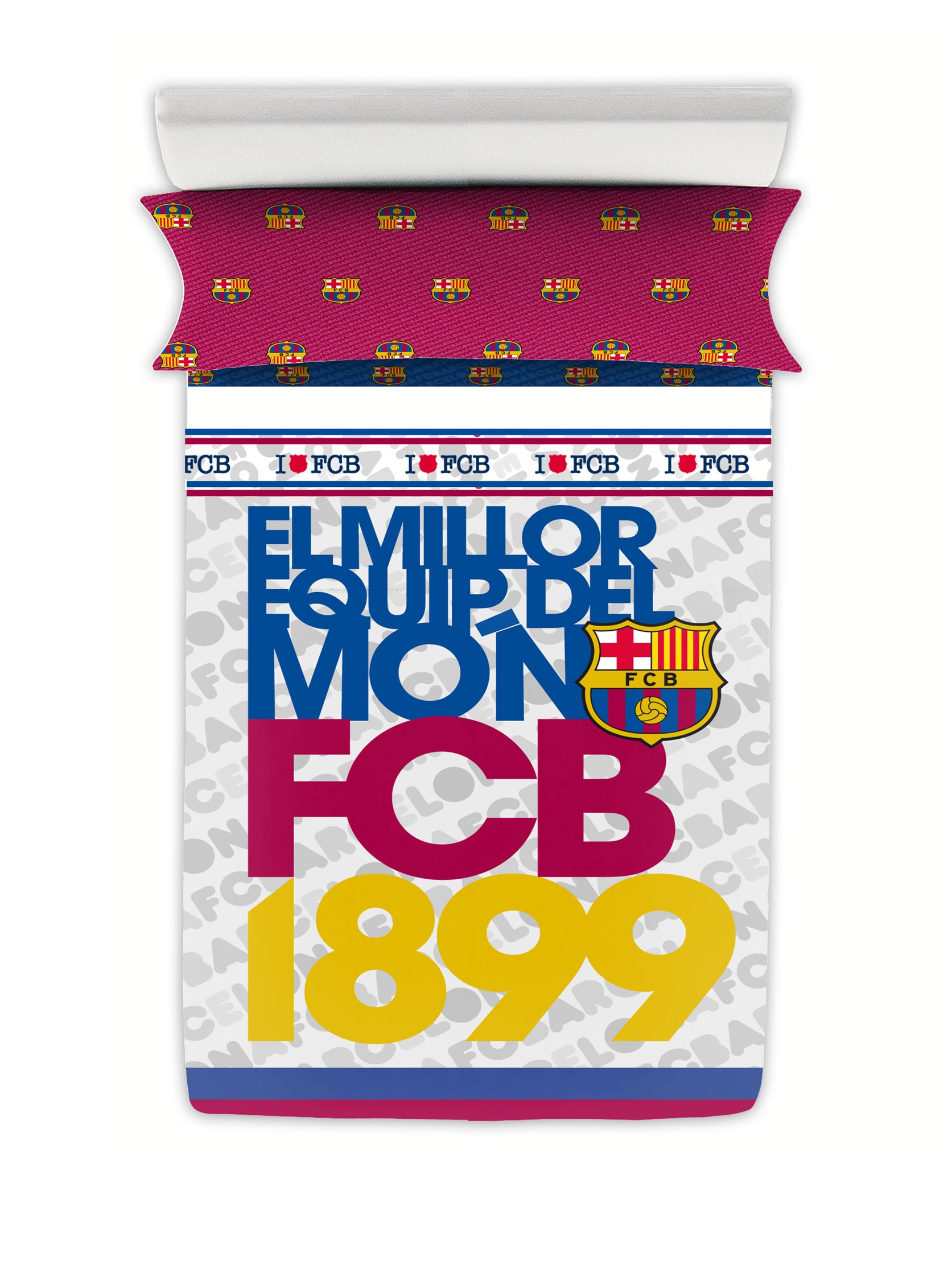 FC Barcelona Crest Bedding Set Grey/Maroon Bed 105 cm