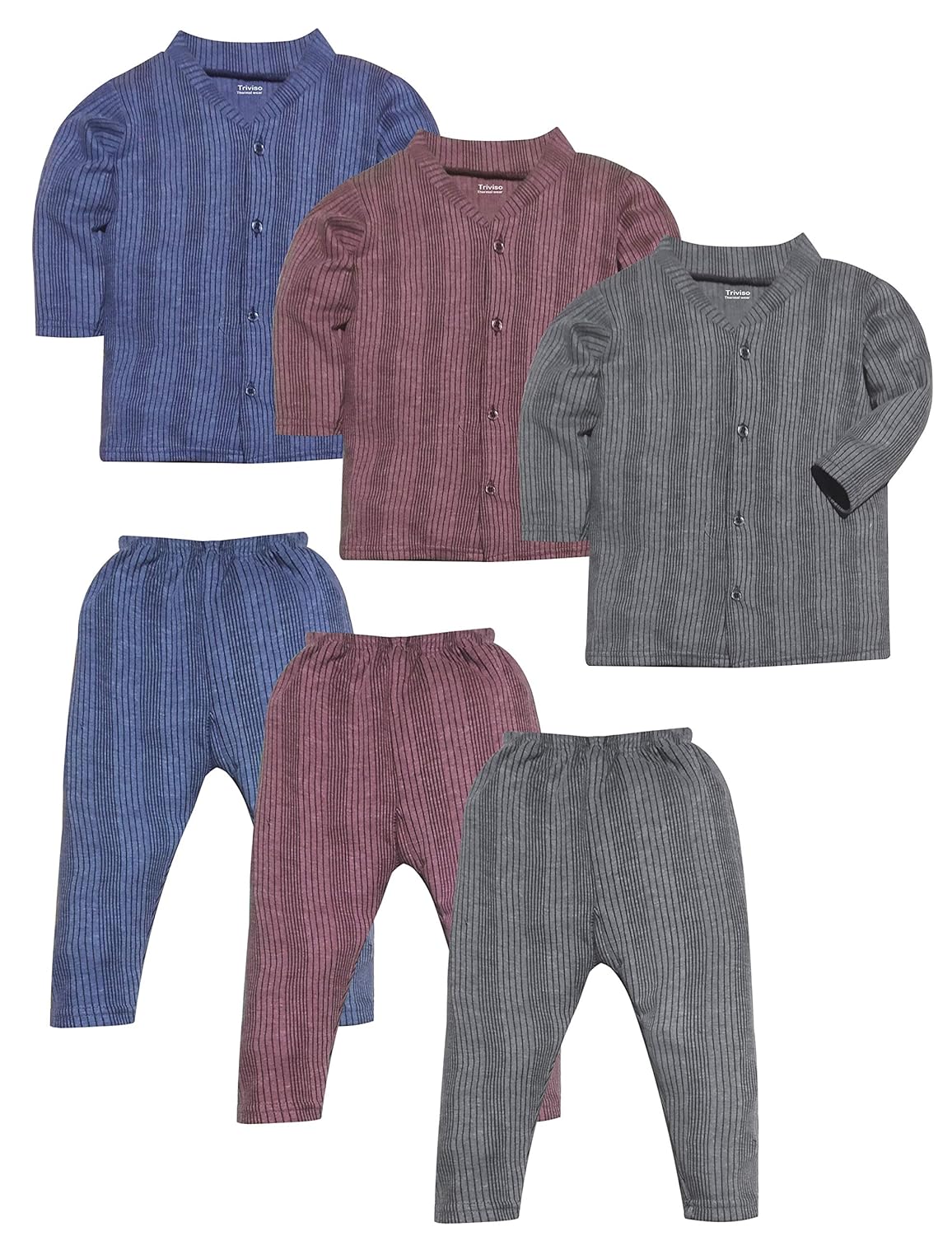 Kids Winter Wear Thermal Suit Full Sleeves Front Open Top & Pajama Set Body Warmer for Boys & Girls (0-36 Month; Pack of 3) Kids Winter Wear Thermal Suit Full Sleeves Front Open Top & Pajama Set Body Warmer for Boys & Girls (0-36 Month; Pack of 3)