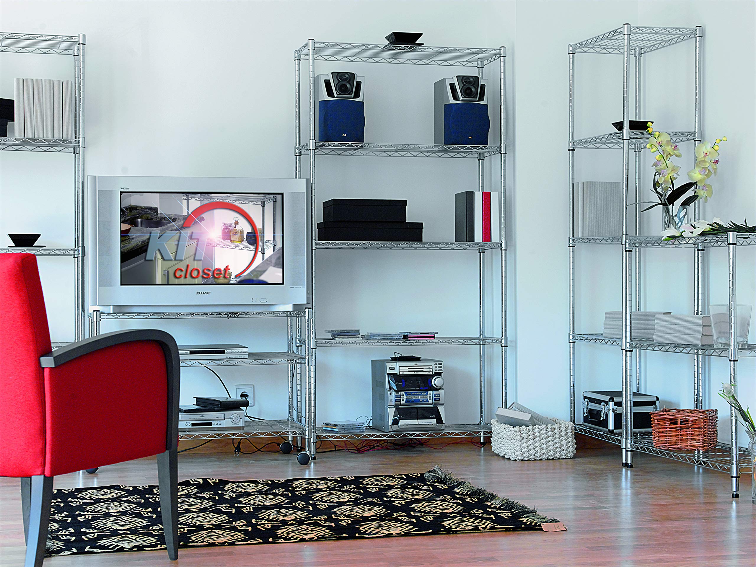Kit Closet 2060010003 - estantería metálica 3 baldas cromo 90x90x35