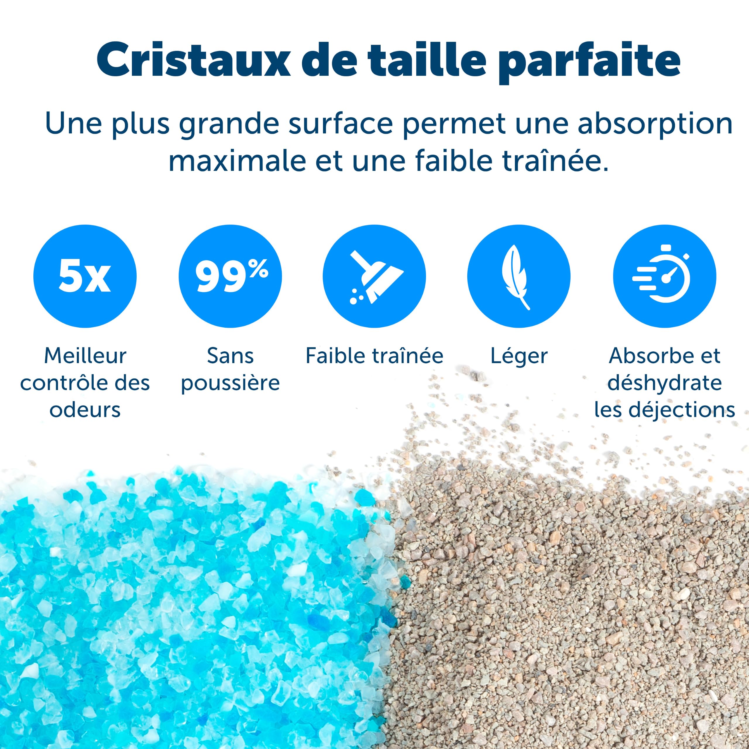 PetSafe ScoopFree Premium Litière pour Chat Non Agglomérante en Cristal - Contrôle des Odeurs, sans Poussière - Bleu Premium, Paquet De 2