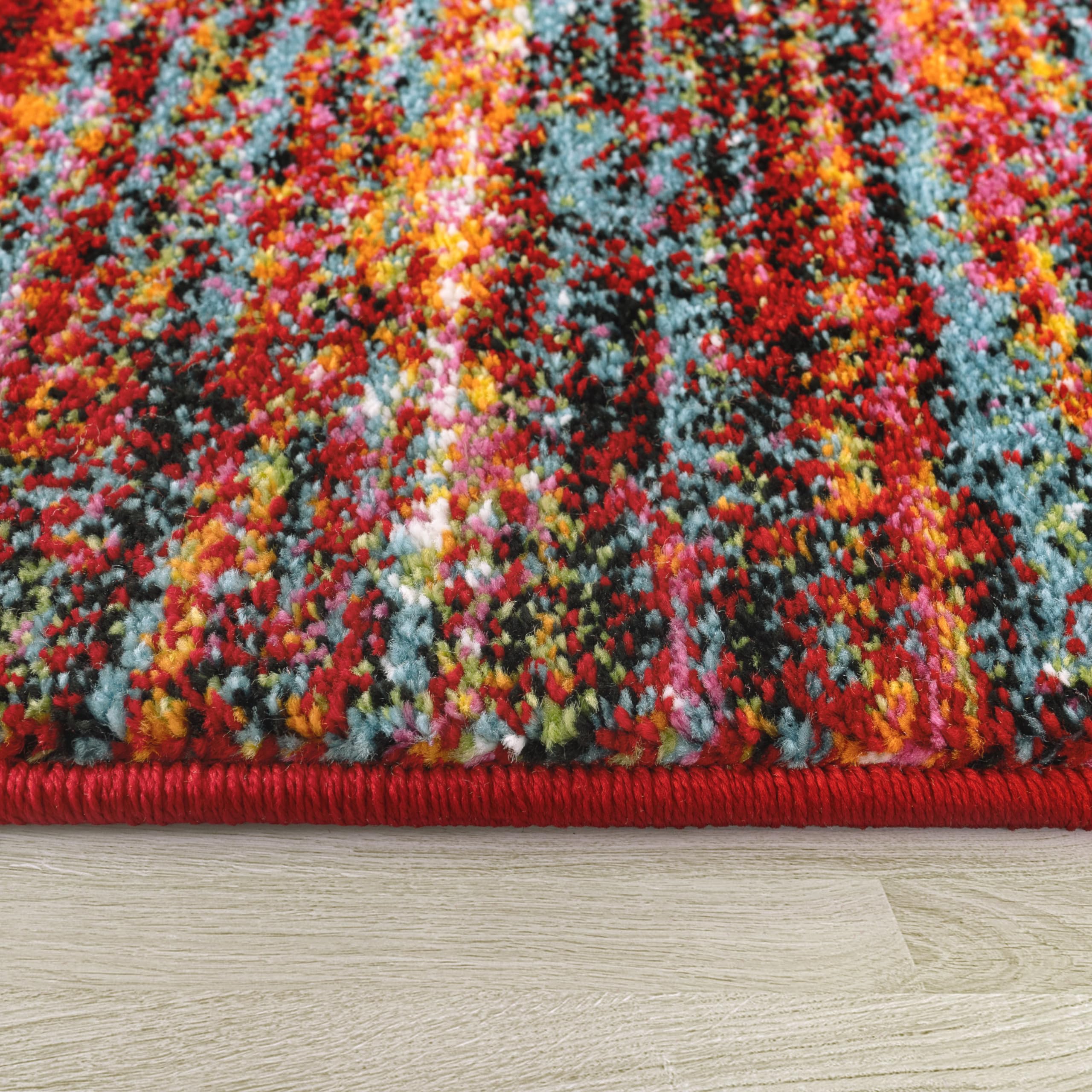 Paco Home Teppich Wohnzimmer Schlafzimmer Kurzflor Ethno Design Geometrisches Muster Rauten Motiv Moderne Deko, Grösse:160x230 cm, Farbe:Bunt
