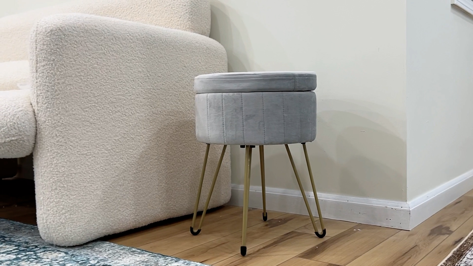 SONGMICS Vanity Stool Chair, Kleine Ottomaanse Stool met Opbergbruin
